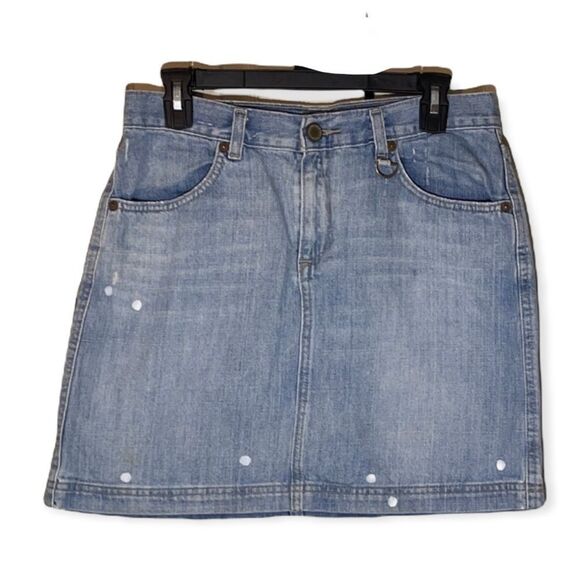 Calvin Klein Vintage Denim Skirt Distressed Dots 6 - Picture 1 of 12